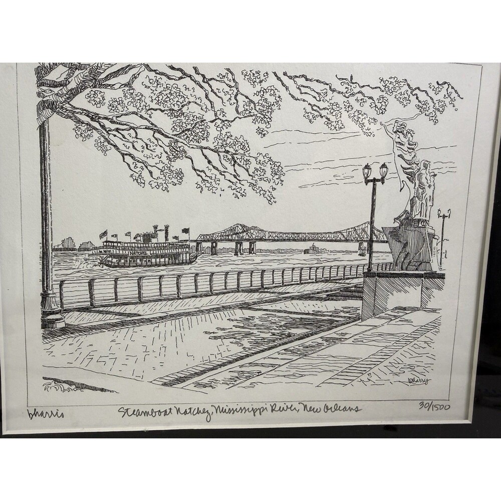 Framed Signed Limited Edition Print Steamboat Natchez Mississippi River